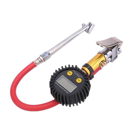 LCD Display Tire Pressure Gauge with Rubber Hose Ergonomic Design 200PSI
