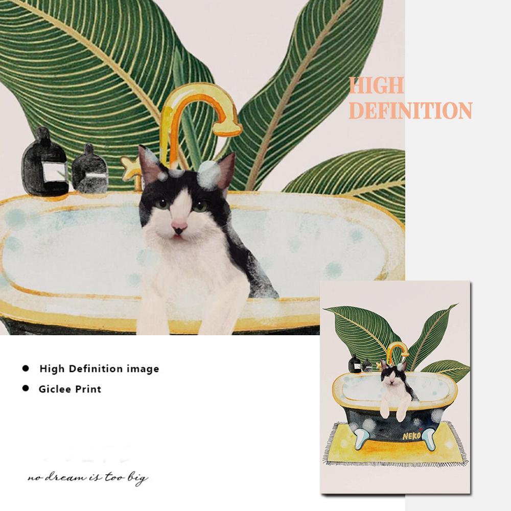 Портрет питомца, собака, кошка, постер и принт, для ванны, забавные дети, настенная живопись для ванной комнаты, холст, картина, подарочные фотографии, украшение для дома
