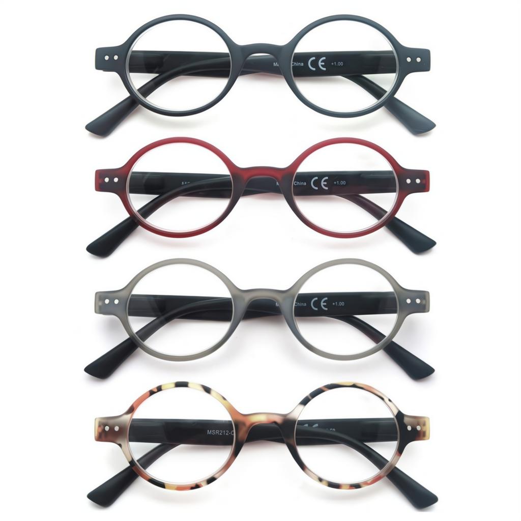MODFANS 4 Pairs -Reading Glasses Fashion Readers Frame Spring Hinge For Men Women