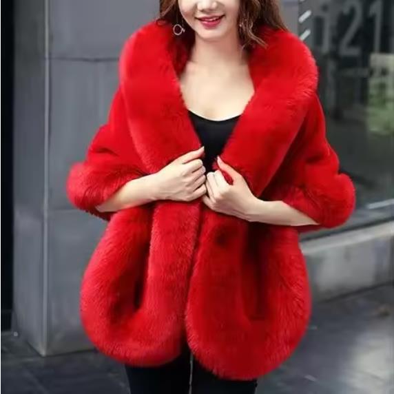 Белая меховая шаль-куртка Женская осенне-зимняя из искусственного меха норки и лисы Платье Ципао Накидка Пальто Утепленная Теплая Короткая Верхняя одежда