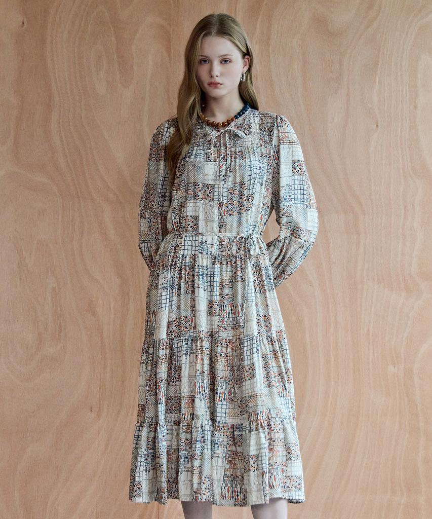 Maja Hotfix Patchwork Smoke Tiered Long Dress