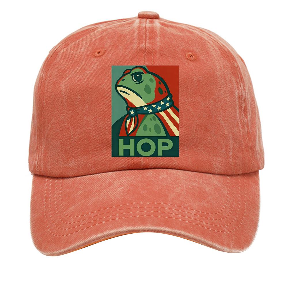 Men's Washed Cotton Baseball Cap With Printed Distressed Soft Top Denim Hat, Vintage Hat