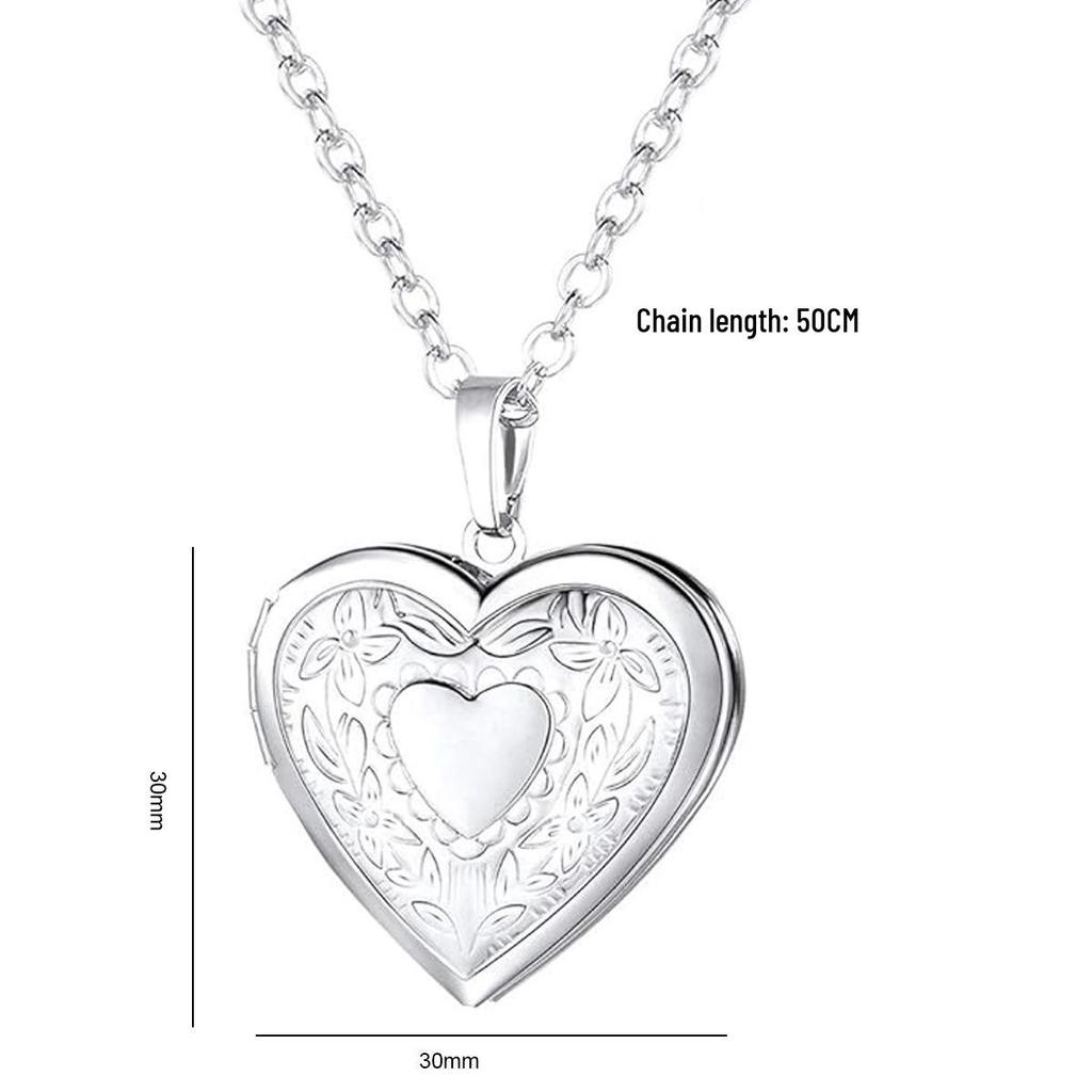 Кулон-подвеска из нержавеющей стали с гравируемым узором в виде сердца - DIY фото-локет для пар