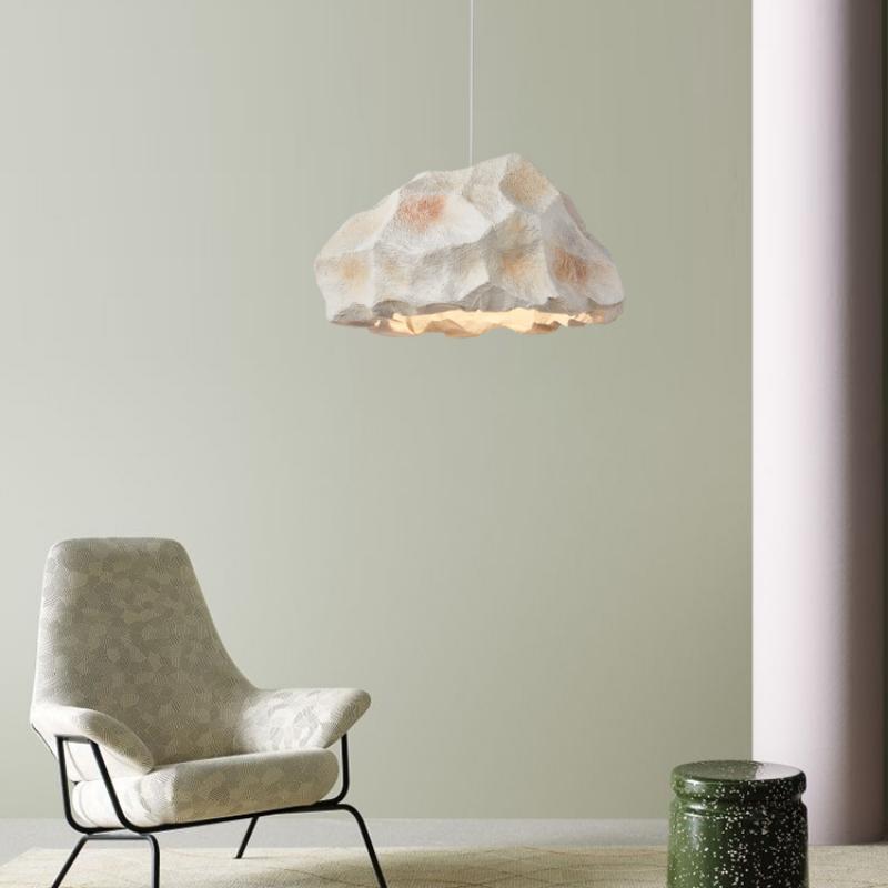 Дизайнерская люстра для ресторана, персонализированная лампа, имитация камня, микроцемент, японский стиль, педантовая лампа ручной работы