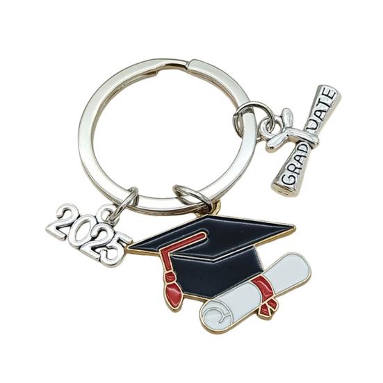 Брелок для ключей в виде выпускной шапки, прочный металлический, класс 2025 года, выпускной бакалавр, шляпа, брелок, держатель, сумка, рюкзак, подвесное украшение