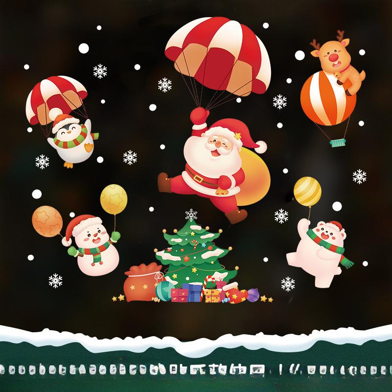 Рождественские украшения, Магазины в торговом центре, Наклейки на стеклянные окна и двери, Оформление сцены для создания атмосферы мероприятия, 1 штука, 45*60см/17*7*23.6 дюйма