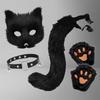 Faux Fur Fox Tail Set Cat Wolf Cosplay Costume Plush Masque Fluffy Paw Gloves Halloween Christmas Party Role-Playing Accessories