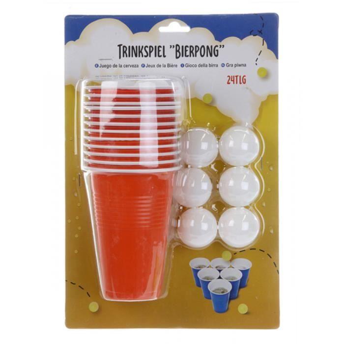 Drinking Game - Beer Pong - 24pcs - Blue and Red Cups - Ping Pong Balls - Party