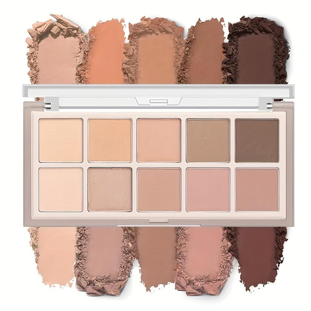 Палитра теней для век Smoky Eye Shadow из 10 цветов. Стойкий матовый и мерцающий финиш. Черные, коричневые, коралловые, розовые, земляные тона для контурирования лица и повседневного макияжа.