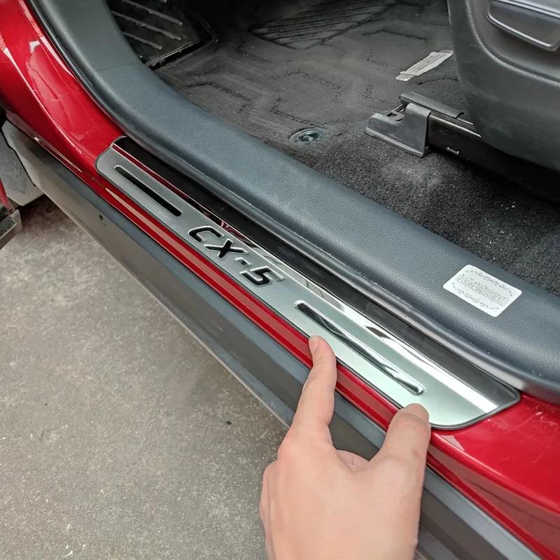 For Mazda CX5 Protector Scuff Plate Guards Car Stainless Door Sill Threshold Pedal Cover Trim Interior Accessories 2024