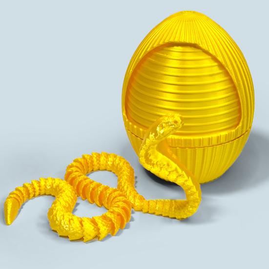1 набор 3D-печатных фигурок в виде яйца змеи с подвижными суставами, игрушка-фиджет в виде вращающегося яйца змеи с шарнирной змеей внутри, украшение