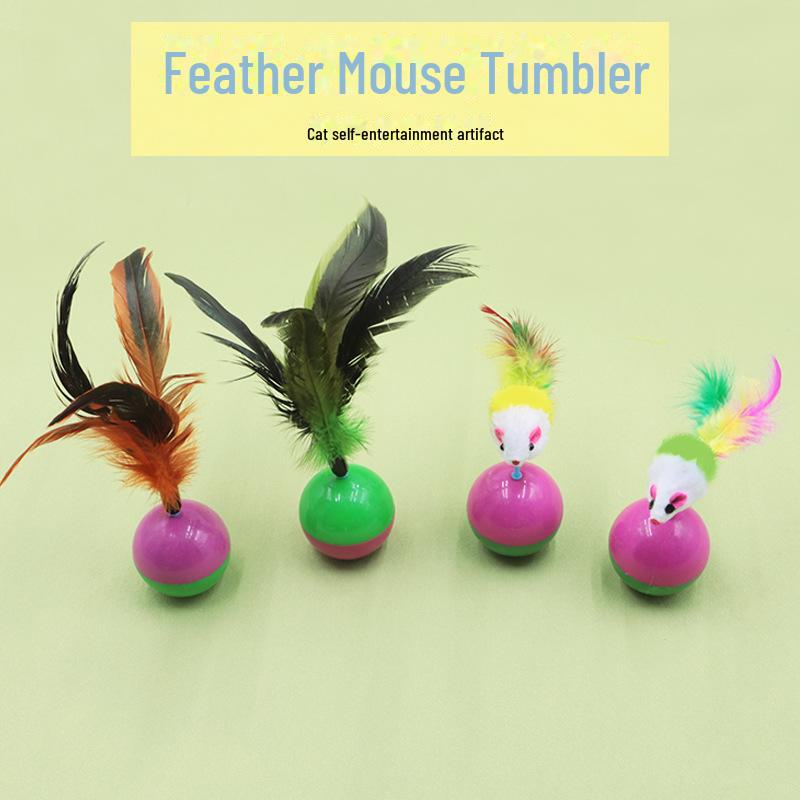 Прочная плюшевая игрушка-мышь с перьями для кошек: Веселье, устойчивое к царапинам и укусам