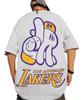 Short Sleeve Los Big Cut and Oversized Short Crew No Loose Big [Blanc Blanc] Men's T-Shirt, Lakers, Angeles, Street, Sporty, Large, Silhouette, Sewn,