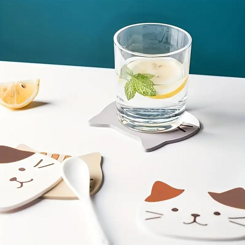 10*8 см многоцветный милый коврик для кофейной чашки декоративный коврик для миски противоскользящий мультяшный кот термостойкие аксессуары