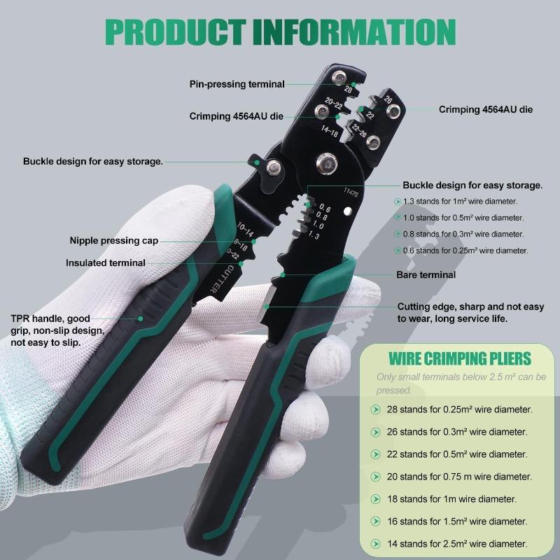Crimper Tool With Stripper Cutter,Multifunctional Crimping Pliers Terminal Pliers For Insulated Electrical Connectors(22-10 AWG)