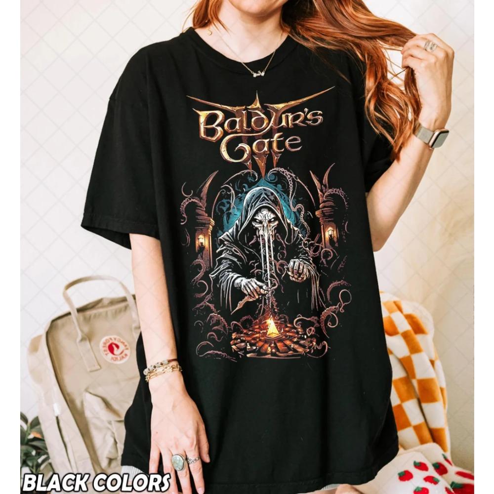 Ретро 90-х Футболка Baldurs Gate 3 Baldurs Gate 3 Игровой Фан Комфортная Графическая Футболка Подарок для Женщин и Унисекс Унисекс Футболка