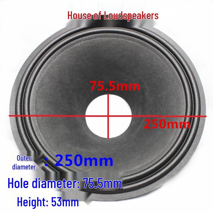 10" Speaker Woofer with Thickened Paper Cone and 2-Fold Cloth Edge, Hole Size: 49.5mm-75.5mm Adjustable