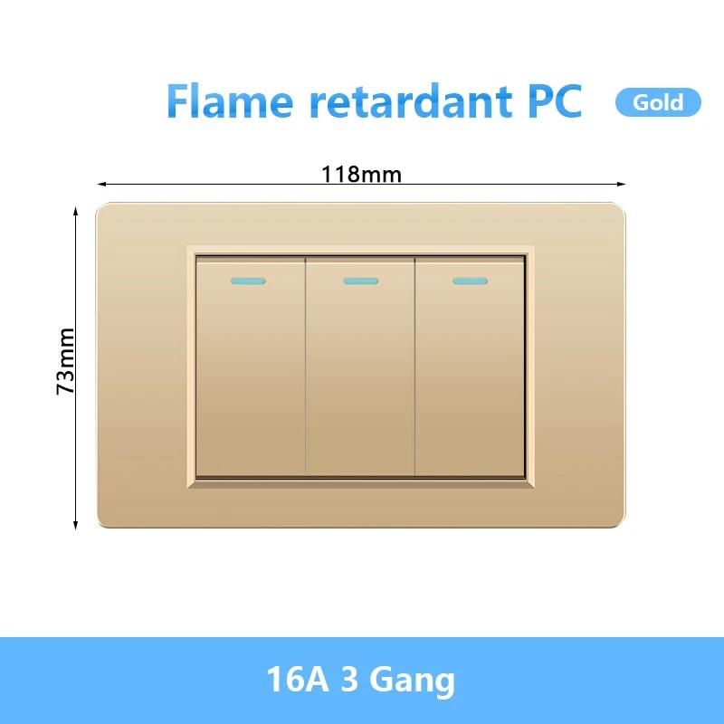 118 Тип Бразилия Корея Австралия США стандартный настенный выключатель света 16A панель ПК питание ВКЛ ВЫКЛ 1/2/3/4/Gang 2Way кнопочный переключатель