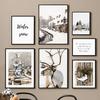 Wall Art Canvas Painting Winter Christmas Tree Deer Heart Pine Livign Room Decoration Posters And Prints Wall Pictures Home Club