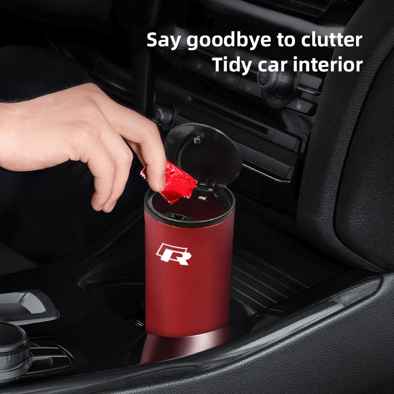 WGLRK1 Portable Car Garbage Cup Aluminum Alloy Trash Can Ashtray For VW GTI Polo Golf Passat Tiguan Arteon Touareg CC Taigo Caddy Jetta