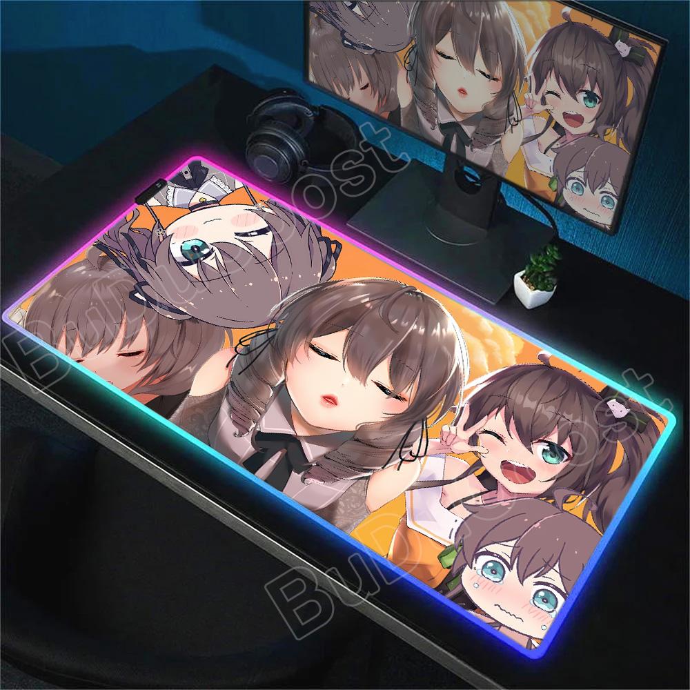 RGB Mouse Pad Laptop Game Hololive Natsuiro Matsuri Keyboard Pad PC Computer Kawaii Desk Mouse Mat HD Accessories Anime Mousepad