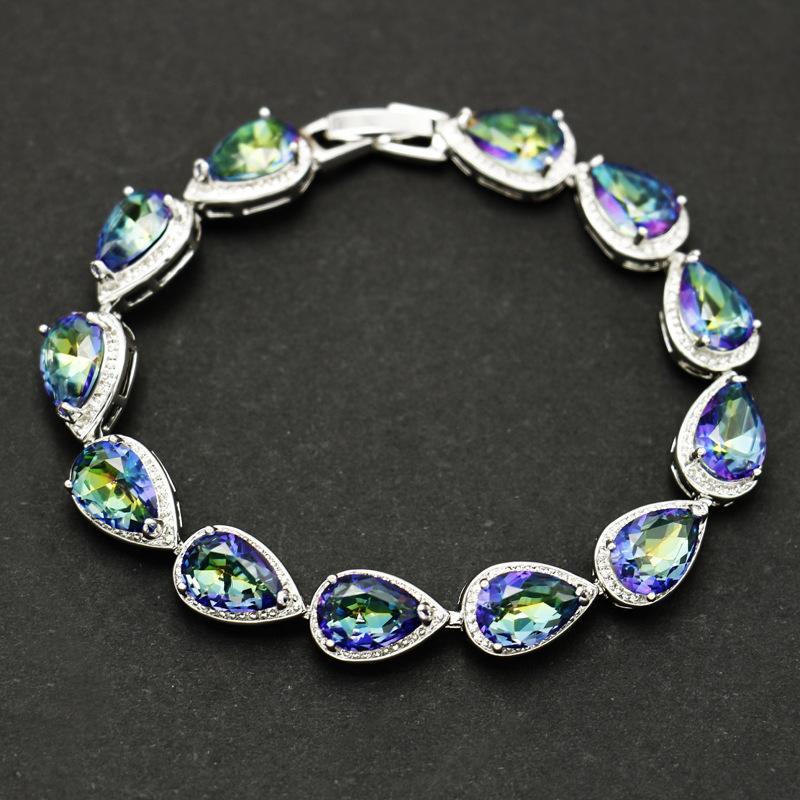 Cellacity Нежный браслет в форме капли воды с драгоценными камнями для женщин, роскошные ювелирные изделия из серебра 925 пробы с топазом, модный подарок для женщин