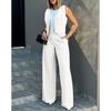 Women's Fashion Casual Suit Vest Sleeveless Wide-leg Pants Casual Suit