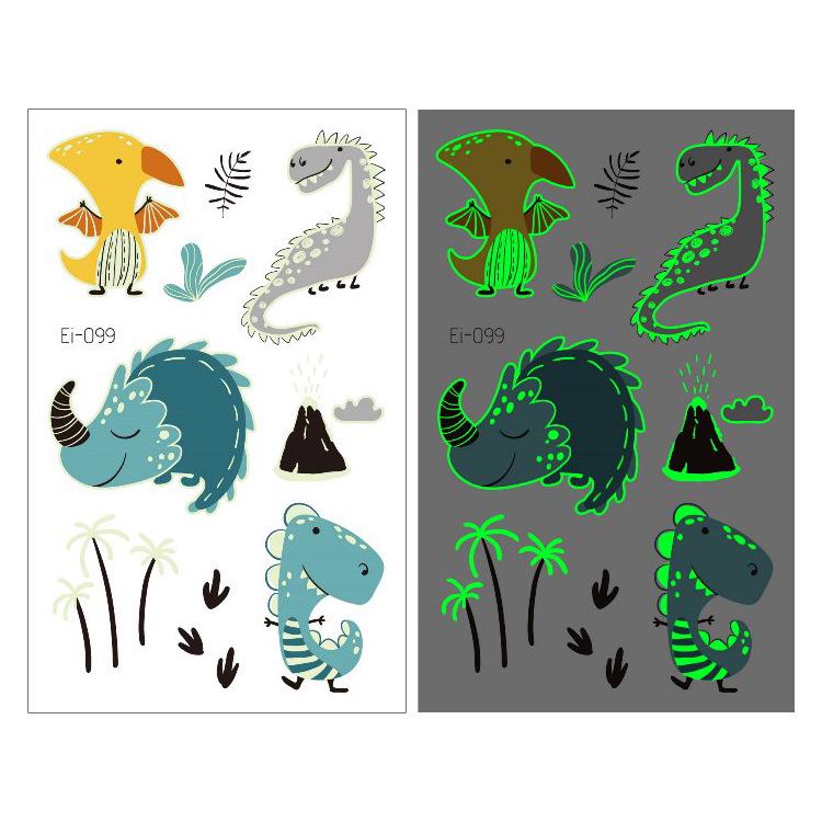 Glow-in-the-Dark Dinosaur Temporary Tattoo Stickers for Kids
