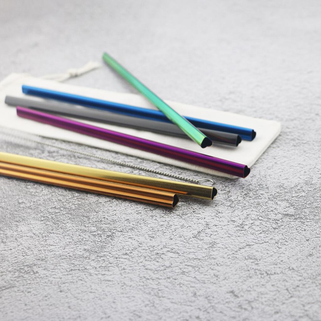 Metal Straw Reusable Drinking Straw Set 304 Stainless Steel Straw Straight Straw With Cleaner Brush Party Bar Accessories