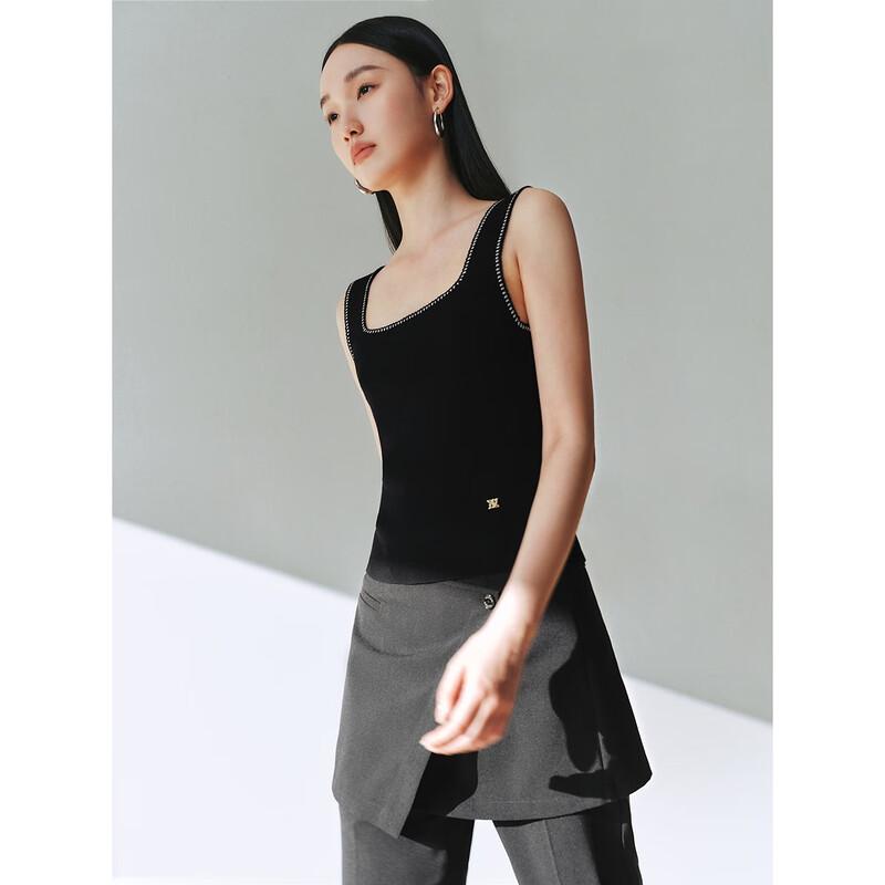 Женский контрастный трикотажный жилет с квадратным вырезом PEACEBIRD