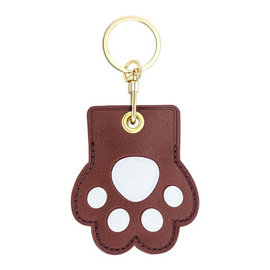 Cat Paw Shaped Pet Hair Keychain Faux Leather Pet Fur Souvenir Handmade Key Holder Pet Memorial Gift