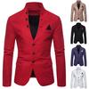 Men Long Sleeve Stand Collar Tuxedo Suit Blazer 3 Button Pocket Slim Jacket Coat