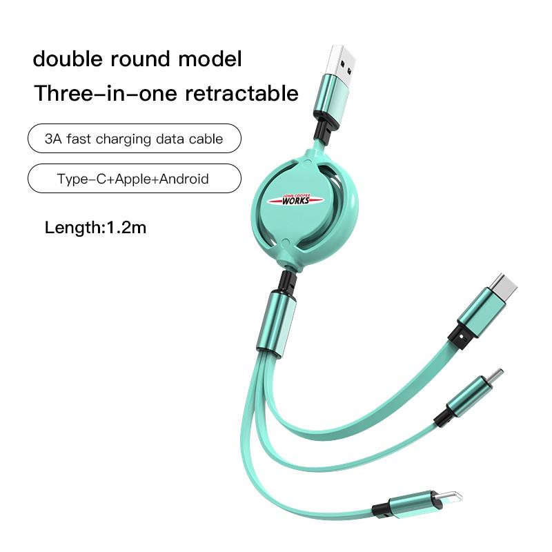 3-In-1 Micro Data Wire USB Type C Fast Charger For MINI One Cooper JCW Countryman Clubman Cabrio Paceman Coupe F57 F55 Hub Cap