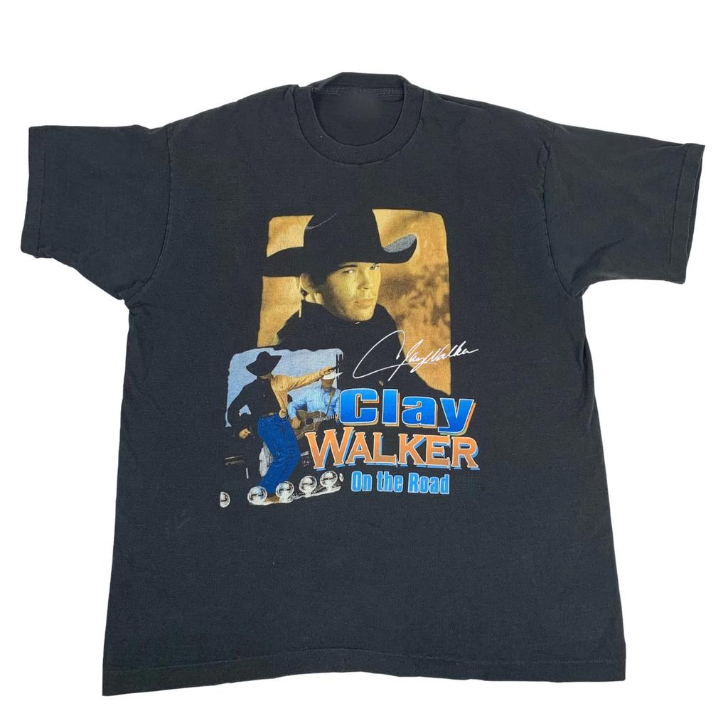 Vintage Clay Walker On The Road Cotton Black All Size Unisex Classic Shirt AG221