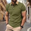 Men's Fashion Polo Shirt Colour Blocking Buttons Top Men's Sports Polo Shirt New Short-sleeved Body Shirt