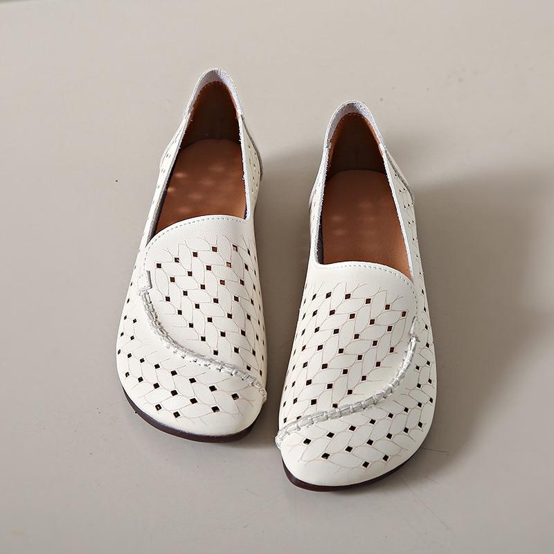 Весенне-летние новые ретро туфли для мамы, женские дышащие туфли Doudou на мягкой подошве, женские туфли с неглубоким вырезом и перфорацией