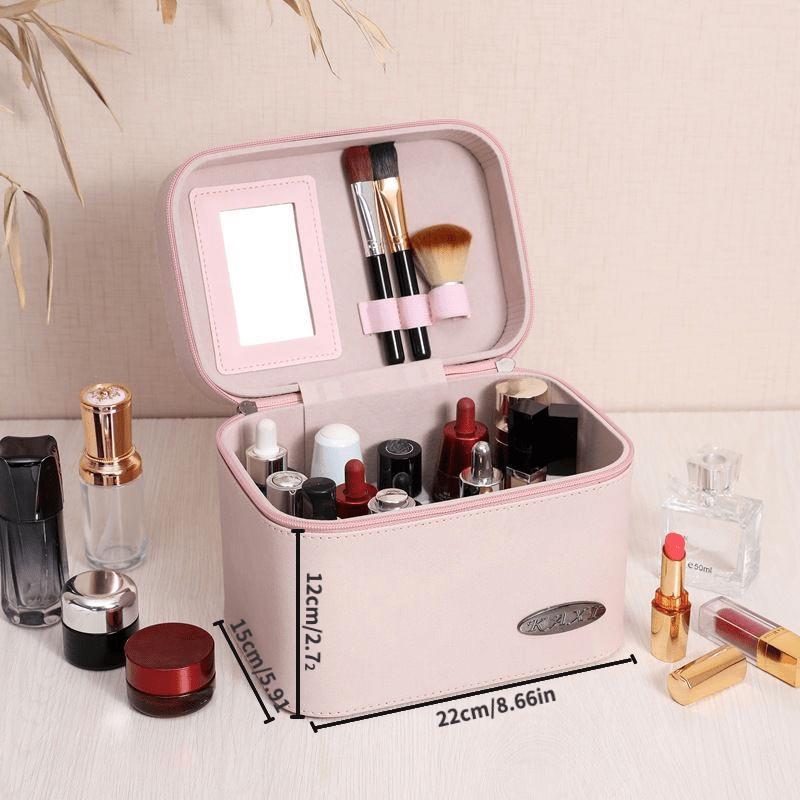 Large Capacity Makeup Case Travel Makeup Bags Organizer For Women Professional Train Case Box Storage With Brush Holder Gift For Girls Mom Daughter
