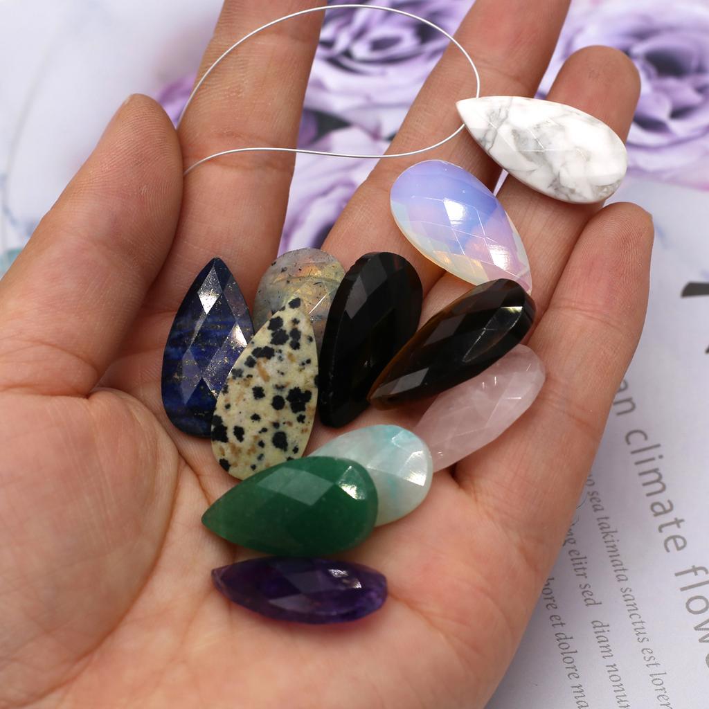 1Pc, Reiki Healing Crystal Energy Gemstone Charms, Faceted Natural Stone Drop Pendant for Women Men, DIY Halloween Christmas Necklace Accessories
