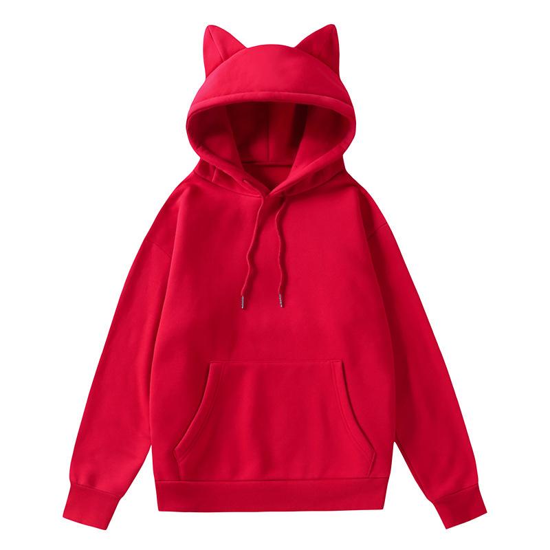 Autumn And Winter Women'S Cat Ear Design Hooded Fleece Sweater Women'S Hoodie Jacket Women