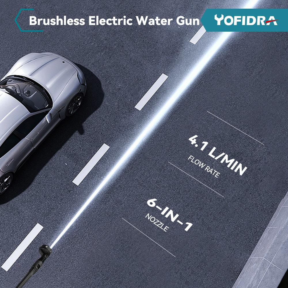 Yofidra 217PSI Бесщеточная электрическая мойка высокого давления 6в1, водяной пистолет для мойки автомобиля, аккумулятор Makita 18 В, садовые инструменты для распыления воды