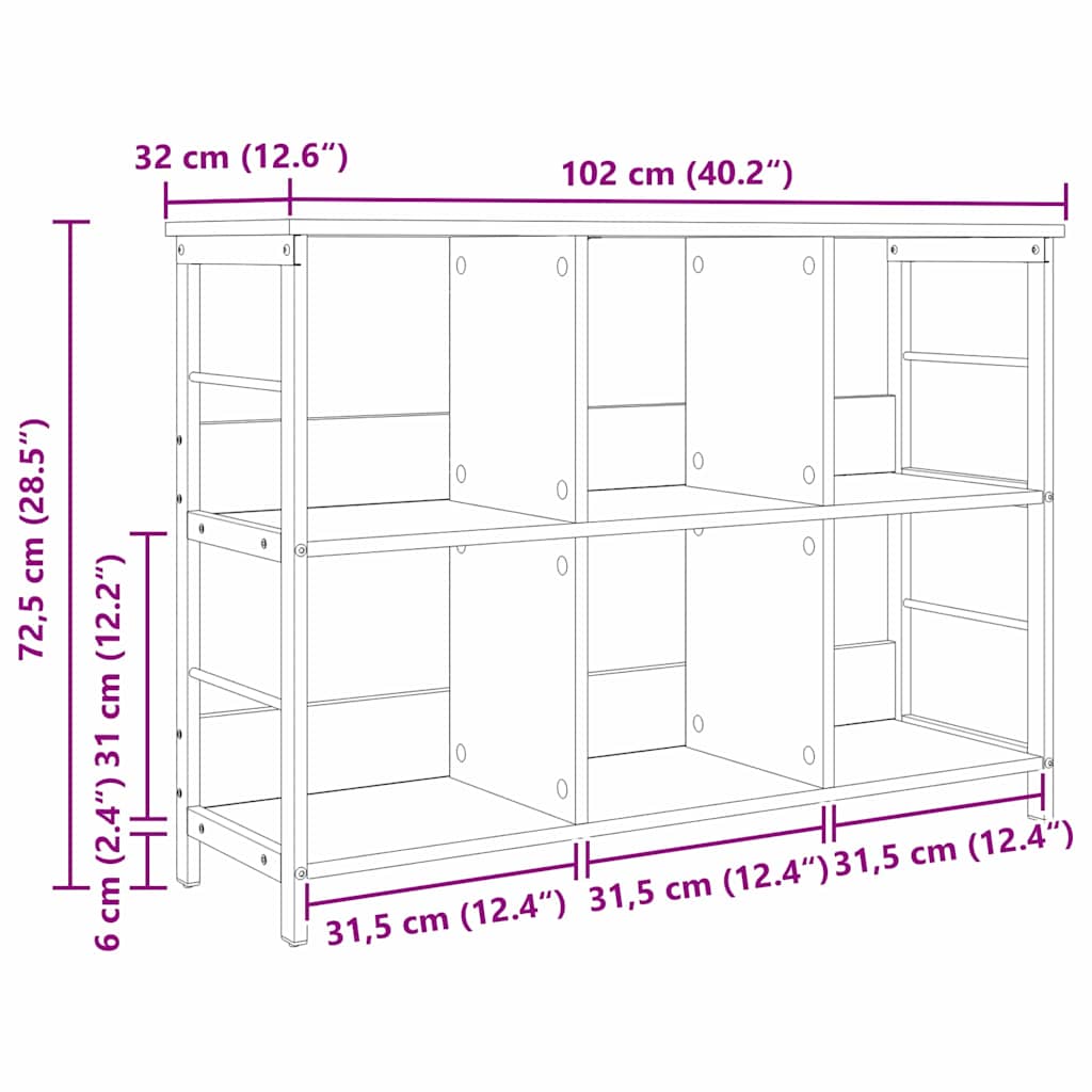 Bookshelf Black Oak Effect 102 x 32 x 72.5 cm
