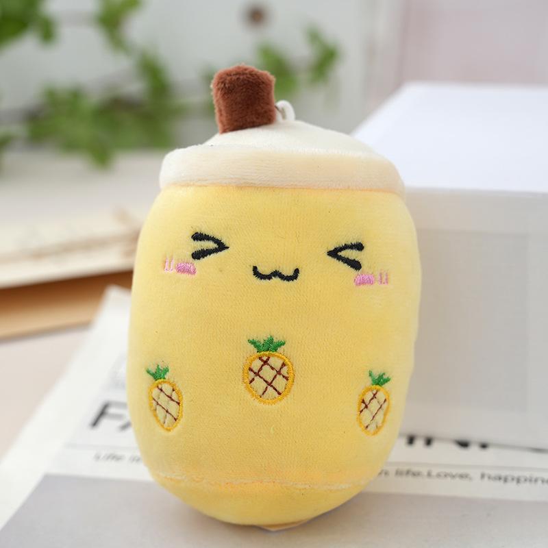 Pearl Milk Tea Cup Plush Keychain - Cute Fruit Tea Bag Accessory and Small Gift