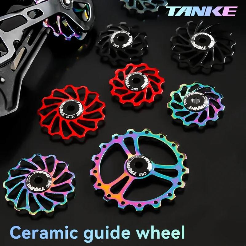 TANKE Bicycle Ceramic Rear Derailleur Pulley Wheel AL7075 11T 13T 15T 17T Guide Bearing Jockey Pulley For Road Bike MTB CNC Part