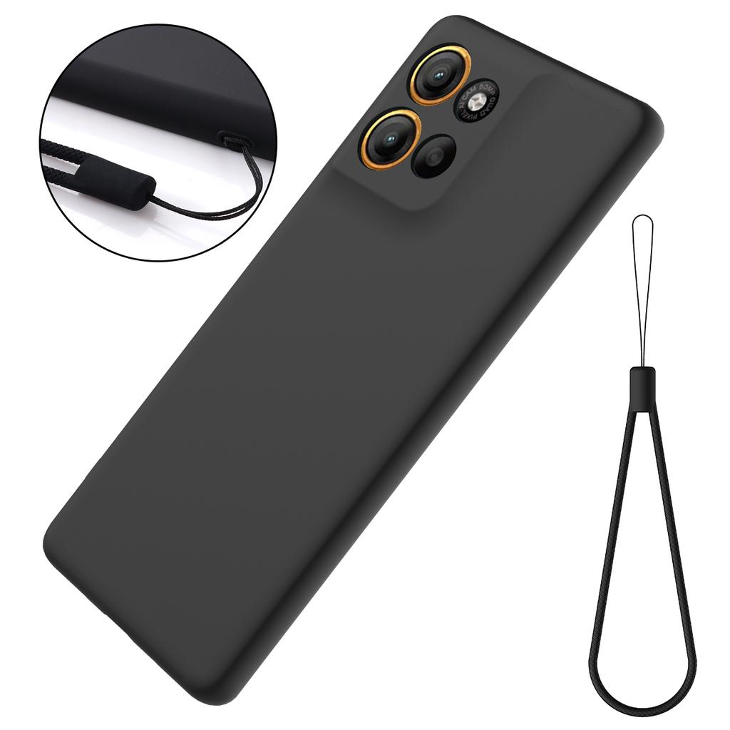 For Motorola Moto G100 Pro 5G Liquid Silicone Case Phone Back Cover with Hand Strap