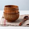 Japanese Style Wooden Bowl Jujube Wooden Bowl Creative Children's Rice Bowl Large Round Soup Bowl Tableware