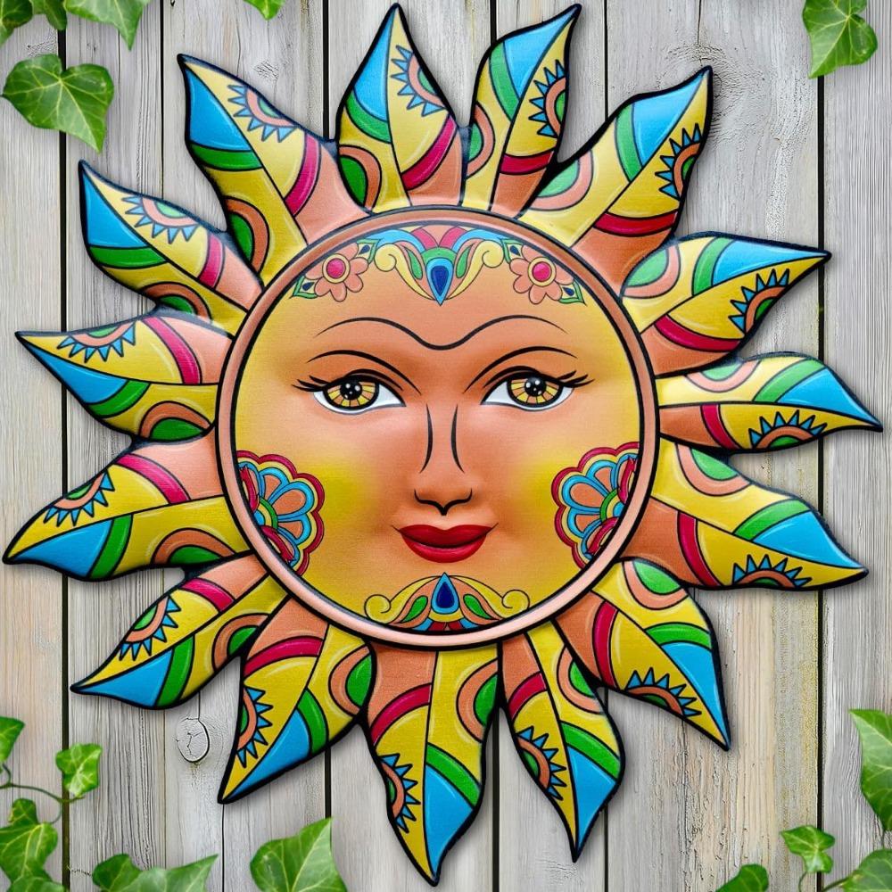 New Metal Sun Wall Decor Friendly Face Funny Wall Art Decoration Sun Flower Hanging Decoration Living Room Bedroom