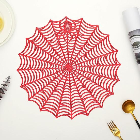 Коврик для стола на Хэллоуин Креативный пластиковый коврик для паутины Водонепроницаемый маслостойкий теплоизоляционный коврик для чаши Многоразовый коврик против ожогов Кухонные принадлежности