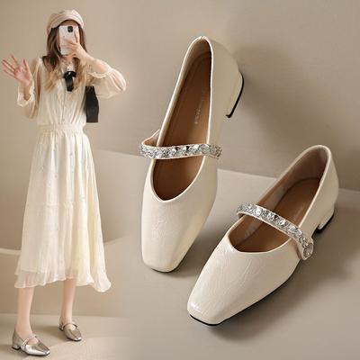 Модные и удобные серебристые женские туфли Мэри Джейн, летние туфли премиум-класса с одним ремешком и стразами