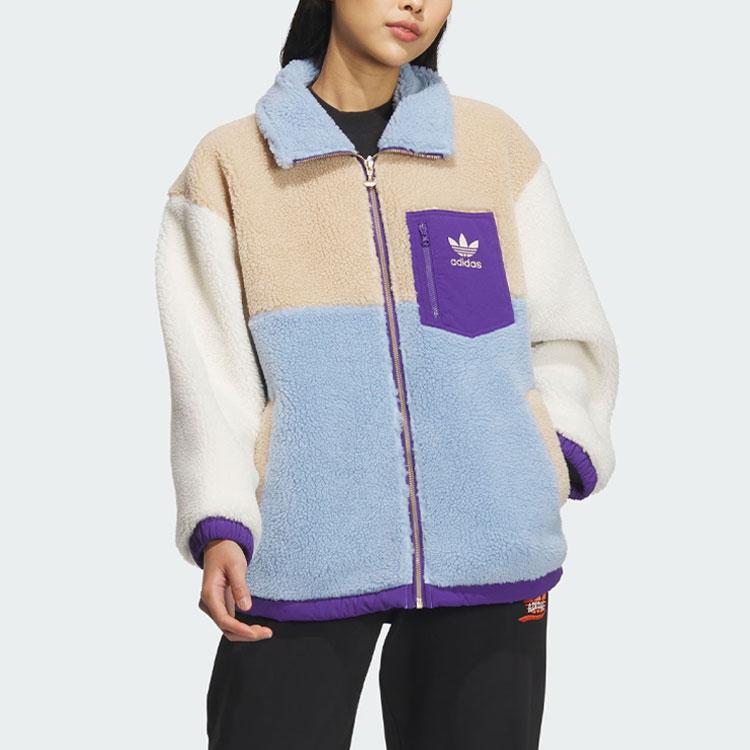 adidas Оригинальная флисовая спортивная куртка с цветными блоками, женская верхняя одежда, небесно-голубая IN0987