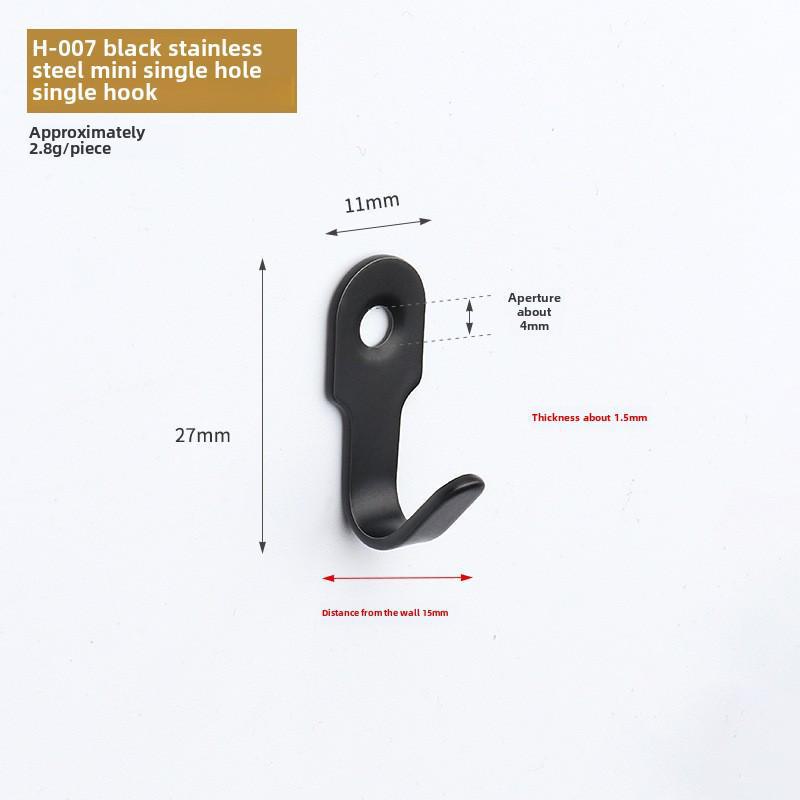 Black Stainless Steel Wall-Mounted Clothes Hook for Bathroom, Kitchen, or Door